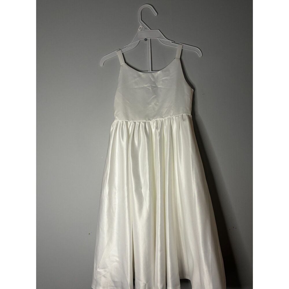 Flower Girl white satin empire waist dress - 6T